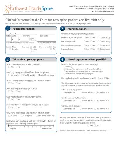 Michael Rohan Spine intake forms